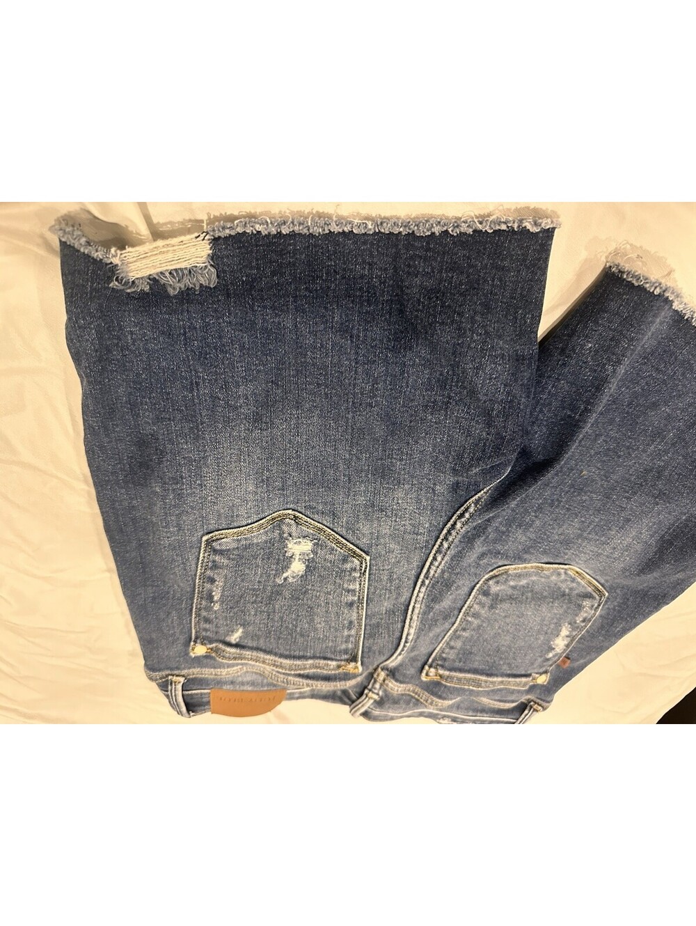 Judy Blue Shorts Womens Large Blue Denim Distressed Cut Off Frayed Hem Stretch - Picture 8 of 9